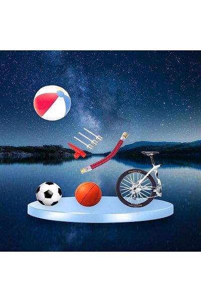 Gök Sports 5 Piece Inflatable Mattress - Bicycle Inflator, Tire Pump Tip Set, Multi-purpose