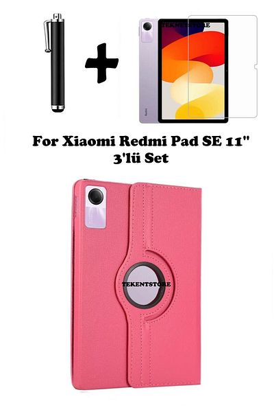TEKNETSTORE Xiaomi Redmi Pad Se 11 Inch Tablet Compatible 360 Rotating Pu Leather Case Set with Sleep Mode