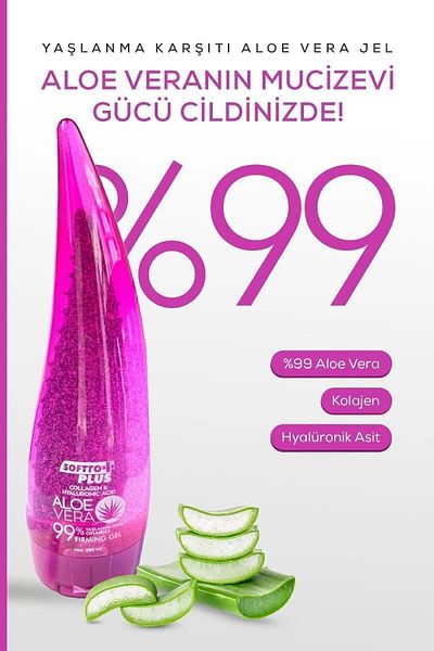 Softto Plus Aloe Vera Gel 250ML - With Fine Lines and Wrinkles Detail, Containing Collagen and Hyaluronic Acid