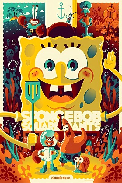 Teona Ahşap Ahşap Sünger Bob Duvar Poster