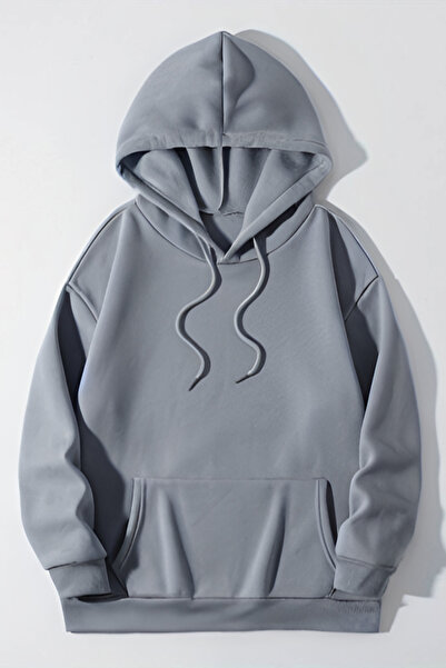 YAKAMEL سويت شيرت مدرسي موسمي فضفاض مكون من 3 خيوط - سادة غير مطبوع وشال