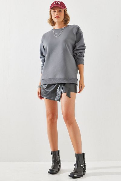 Bianco Lucci Crew Neck Women's Sweatshirt - Hooded Basic Model 60251640