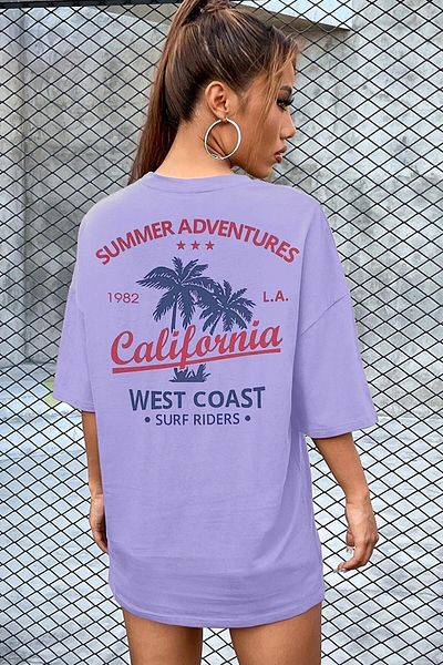 Mad&Calf Tricou oversize cu imprimeu California pentru femei