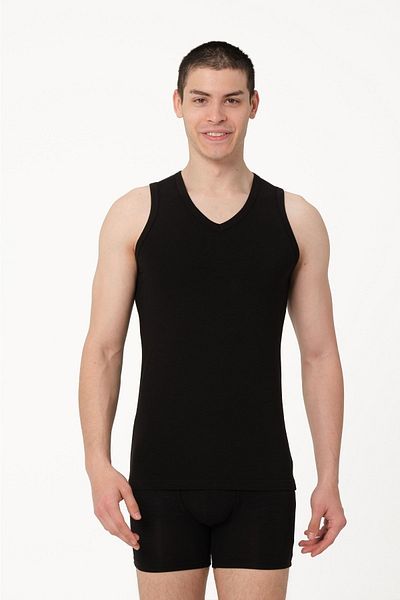 FSM1453 Men's Cotton V-neck Sleeveless Lycra Undershirt 2-pack -1017