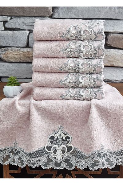 Dantela Code-6401 50 X 90 Eva Laced Bamboo Towel (ΣΥΣΚΕΥΑΣΙΑ 6) - Πούδρα