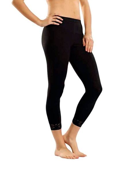 Tutku Women's Black Lace Leg Plus Size Long Tights