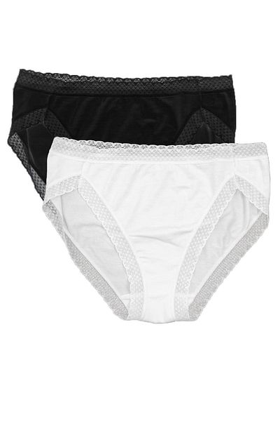 FSM1453 Γυναικεία Modal Normal Waist Bikini Lace Slip Lycra εσώρουχα 2 τεμαχίων -3051