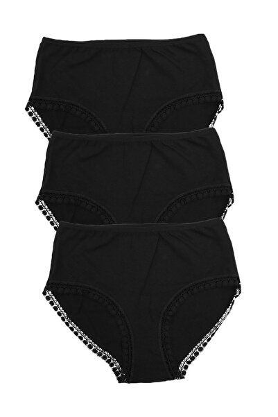 FSM1453 Жіночі бавовняні трусики середньої висоти з мереживом та еластичною стрічкою, 6 штук -3039