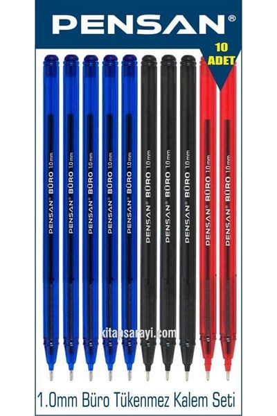 Pensan Office 1.0 mm Ballpoint Pen Set 10 Pieces