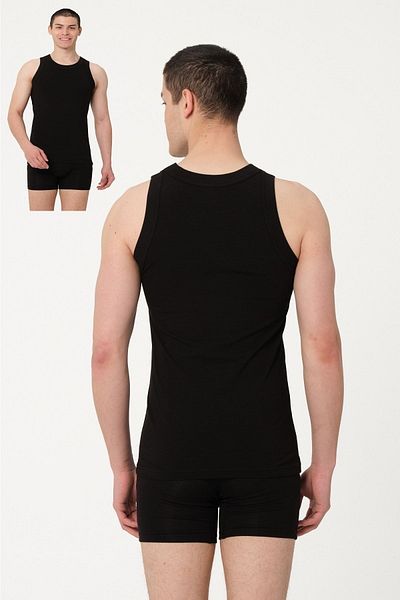 FSM1453 Men's Cotton Halter Neck Sleeveless Lycra Top, Pack of 2 -1022