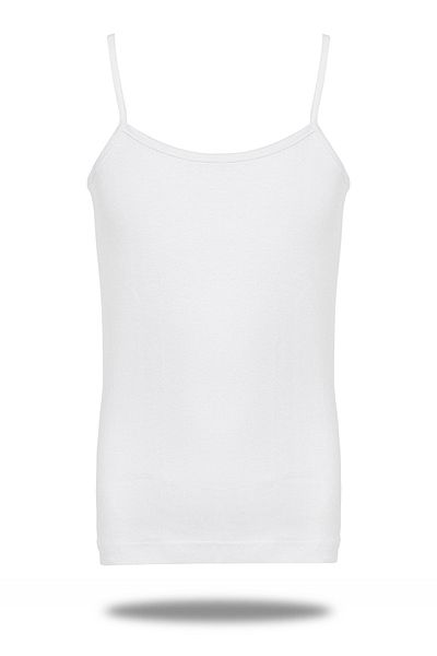 FSM1453 Tricou de bază clasic alb pentru fete, din bumbac, cu curele din frânghie, pachet de 6 -310