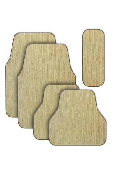 Krem Oto Paspas Halı Seti Siyah Kenarlı - Her Araca Uygun