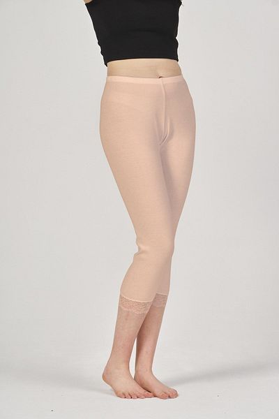 FSM1453 Γυναικείο βαμβακερό ριμπ δαντέλα Classic Capri Length Long Bottom -3936