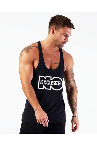 Ghedto No Excuses Gym Fitness Tank Top Sports Tank Top Black