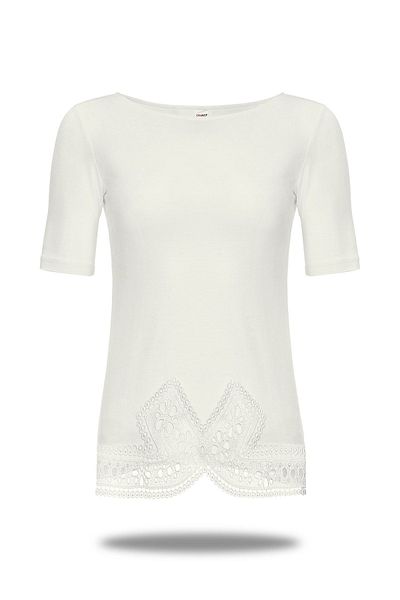 FSM1453 Women's Viscose Wide Collar Short Sleeve Laced Top -2304