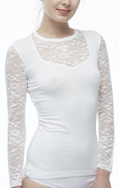 FSM1453 Women's Modal Lace Long Sleeve Top -2231