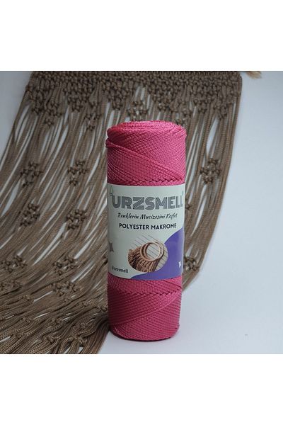 urzsmell Fuchsia Polyester Macrame - 100Gr, 140Mt, No. 3 Supla, Bag and Accessory Thread
