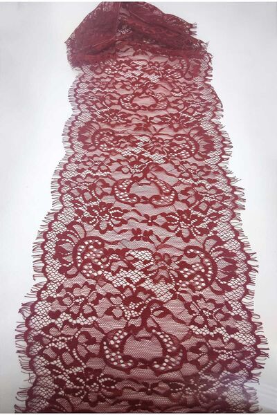 FASHİON DANTEL Sakallı Dantel EN 22 cm Boy 3 Metre Kırmızı