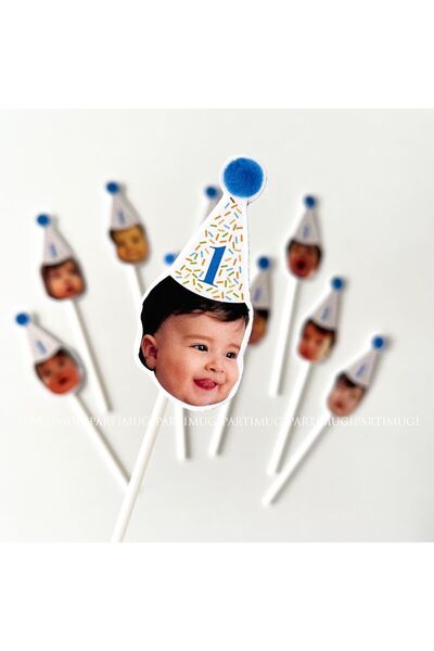 Partimugi Doğum Günü Cupcake Kürdan Fotoğraflı Ikramlık Süs (10 ADET) Doğum G...