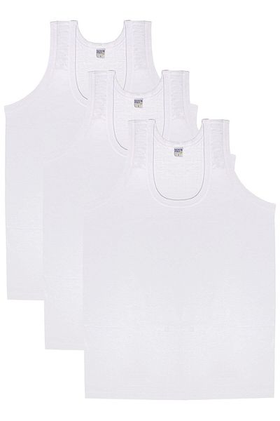 Seher Yıldızı 3-Piece White Men's Combed Cotton Undershirt