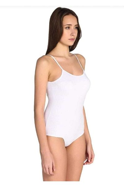 Tutku Body Zıbın Dilay pentru femei, alb, cu 3 piese, cu curea de frânghie, din bumbac, lycra, cu cârlig