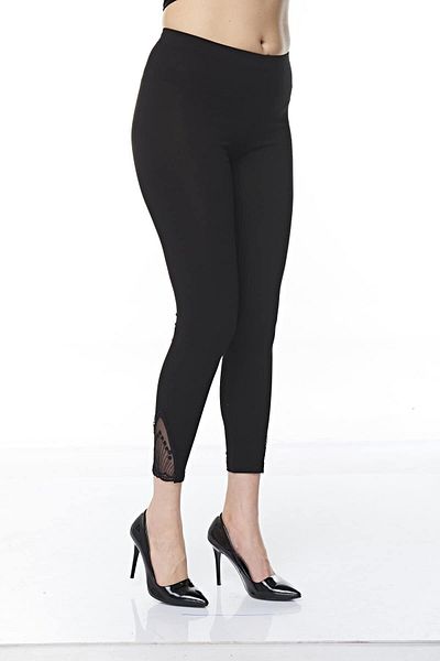 FSM1453 Women's Cotton Ankle Length Lycra Classic Leggings with Guipure Detail - 4906