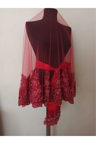 Evsay Heavy Beaded Model Veil Shoulder Cover, Henna Veil Set of 4 Bridal Veil...