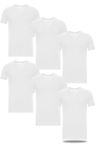 FSM1453 Men's Bamboo Cotton V-neck Short Sleeve Undershirt 6 Pcs -441
