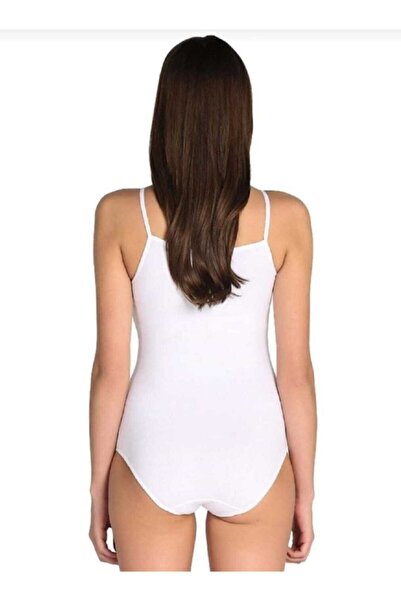 Tutku Dilay Kadın Beyaz 3 Lü Paket Ip Askılı Pamuklu Likralı Kancalı Body Zıbın