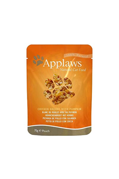 Applaws Tavuklu Balkabağı Kedi Maması Poşetleri, 70gr