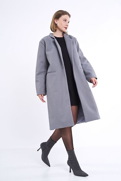 SevdeUgur Gray Stamp Coat - Women's, Pockets and Buttons / Collection