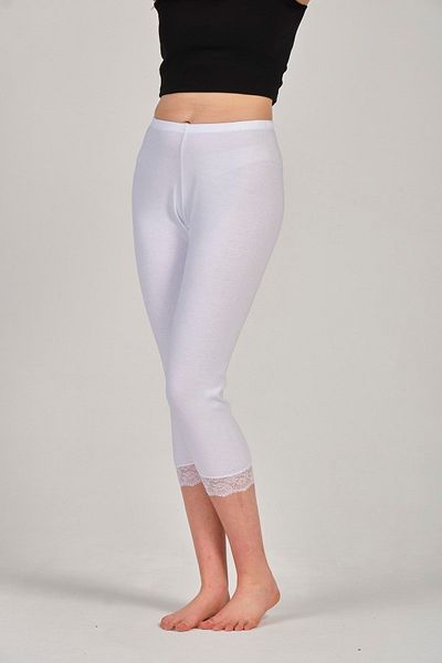 FSM1453 Pantaloni lungi din bumbac cu nervuri din dantela clasici Capri -3936