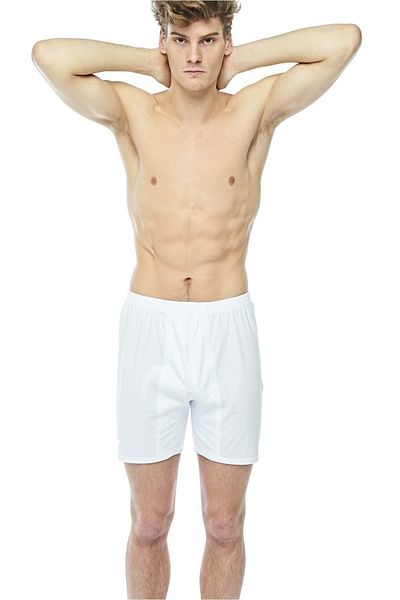 FSM1453 Ανδρικό βαμβακερό Classic White Long Boxer -460