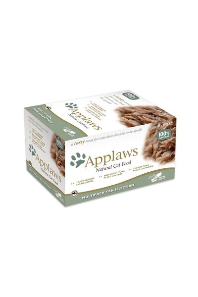 Applaws مجموعة طعام القطط متعددة الأغراض من الأسماك، 60 جرام، عبوة من 8 قطع