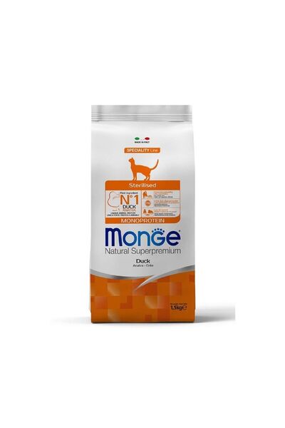Monge Monoprotein Duck Dry Sterillised Cat Food - 1.5 Kg