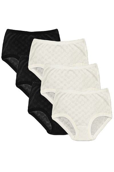 FSM1453 Women's Cotton Transfer Ribana Bato High Waist Elastic Slip Panties 6-Piece - 3009