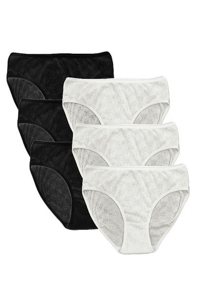 FSM1453 Women's Cotton Ribbed Normal Waist Slip Panties 6-Piece