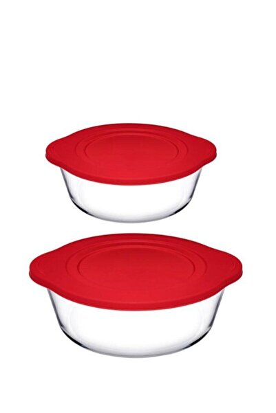 Paşabahçe 2-Piece Red Covered Pyrex - 2100 Cc 1450 Cc