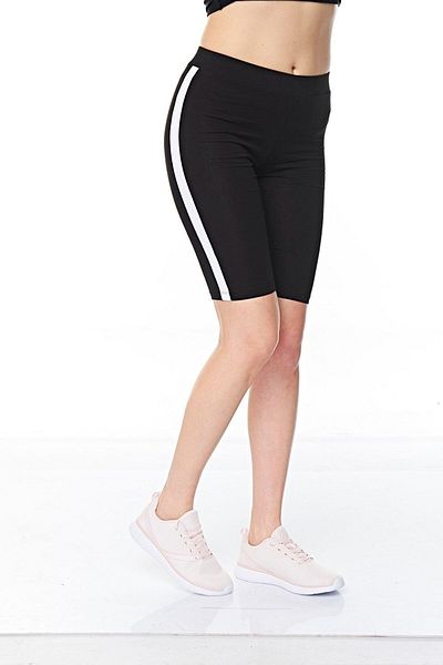FSM1453 Women's Above Knee Cotton Side Striped Short Shorts Oversize Lycra Sports Tights - 4075