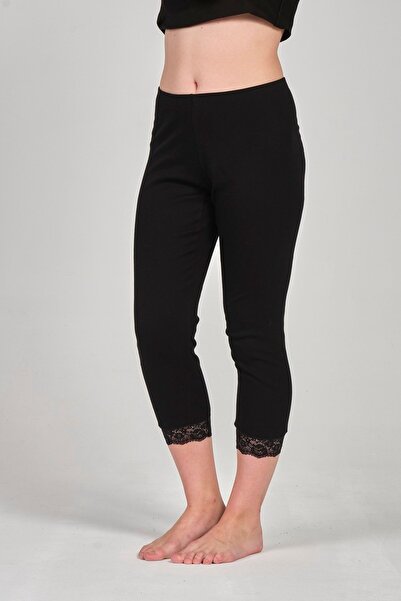 FSM1453 Women's Cotton Ribbed Lace Classic Capri Length Bottom
