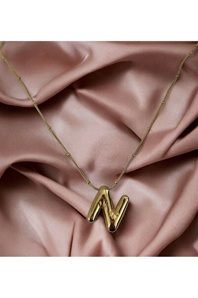 Brillo Çelik Balon (N) Harfli Kolye Paslanmaz