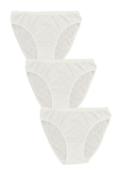 FSM1453 Women's Cotton Transfer Rib Normal Waist Classic Ribbed Slip Panties 3-Piece -3056