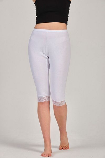 FSM1453 Women's Cotton Ribbed Lace Classic Knee Length Bottom -3935