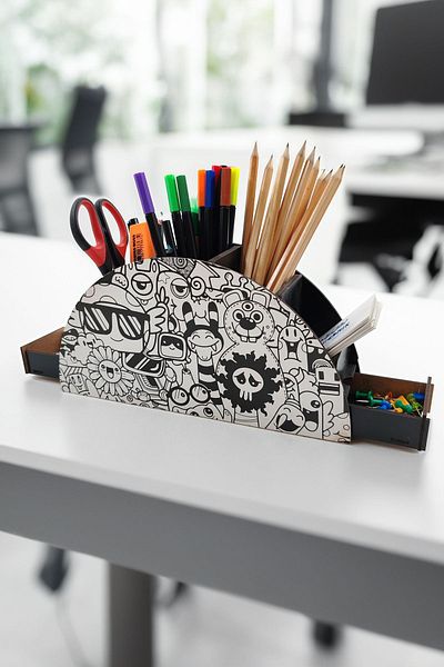 Vagonik Organizator decorativ din lemn pentru stilouri cu 7 ochi - Sertar de masă cu