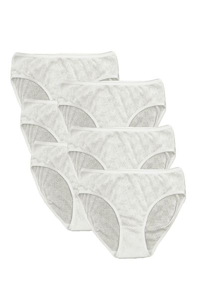 FSM1453 Women's Cotton Ribbed Normal Waist Slip Panties 6-Piece