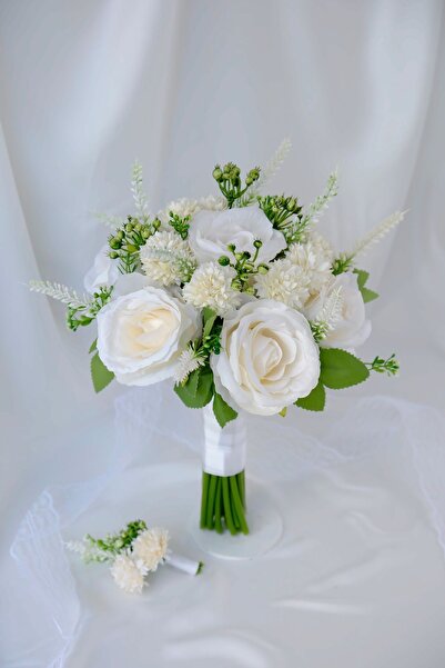 Uğur Gelin Buketi Muhteşem Gül Kasımpatı Gelin Buketi