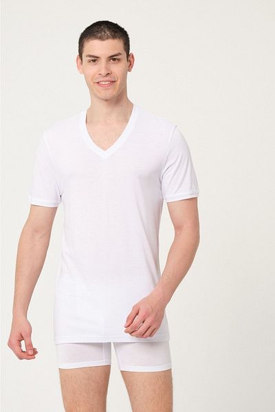 FSM1453 Men's Bamboo Cotton V-neck Short Sleeve Undershirt 6 Pcs -441