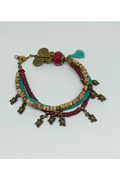 mama india alaçatı Butterfly Symbol Agate Stone Tasseled Ethnic Design Authentic Bohemian Bracelet Length 20 Cm No:1