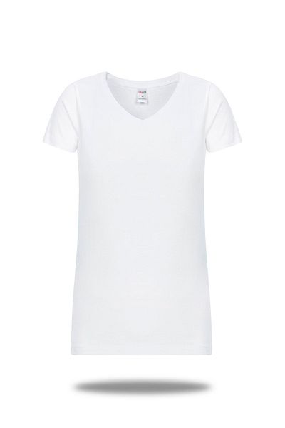 FSM1453 Tricou de damă din bumbac cu decolteu în V cu mânecă scurtă din lycra -2104