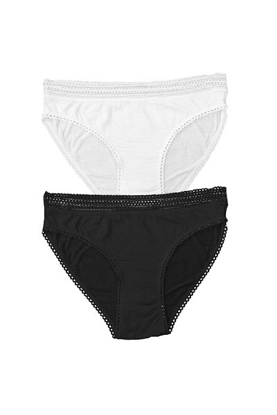 FSM1453 Γυναικεία Modal Normal Waist Bikini Lace Slip Lycra εσώρουχα 2 τεμαχίων -3032